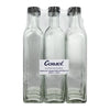 CONSOL SQUARE OIL/VINEGAR BOTTLE WITH BLACK LID 6PK, 500ML