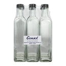CONSOL SQUARE OIL / VINEGAR BOTTLE WITH BLACK LID 6PK, 500ML