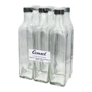 CONSOL SQUARE OIL / VINEGAR BOTTLE WITH BLACK LID 6PK, 500ML