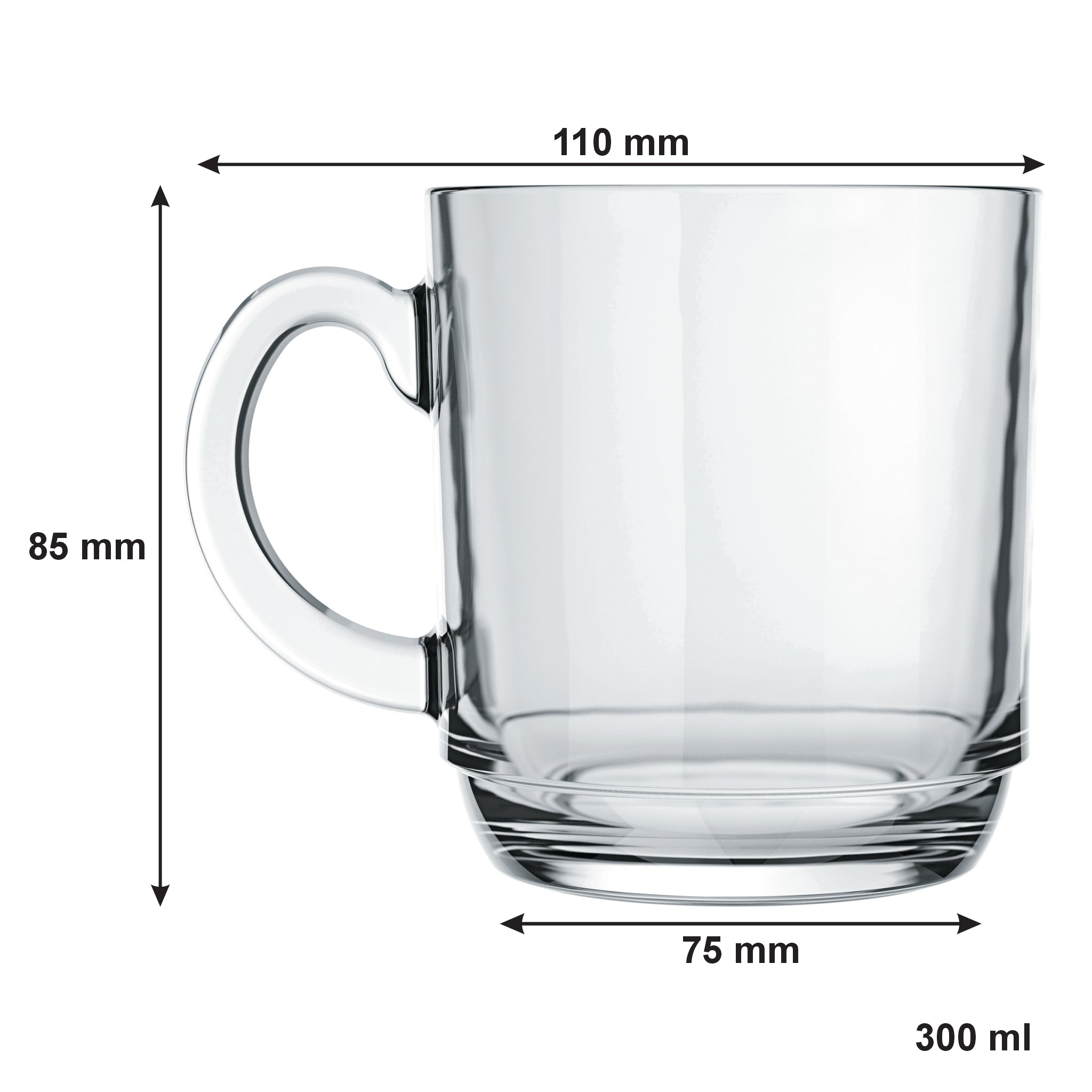 NADIR ASPEN STACKABLE GLASS MUG, 300ML