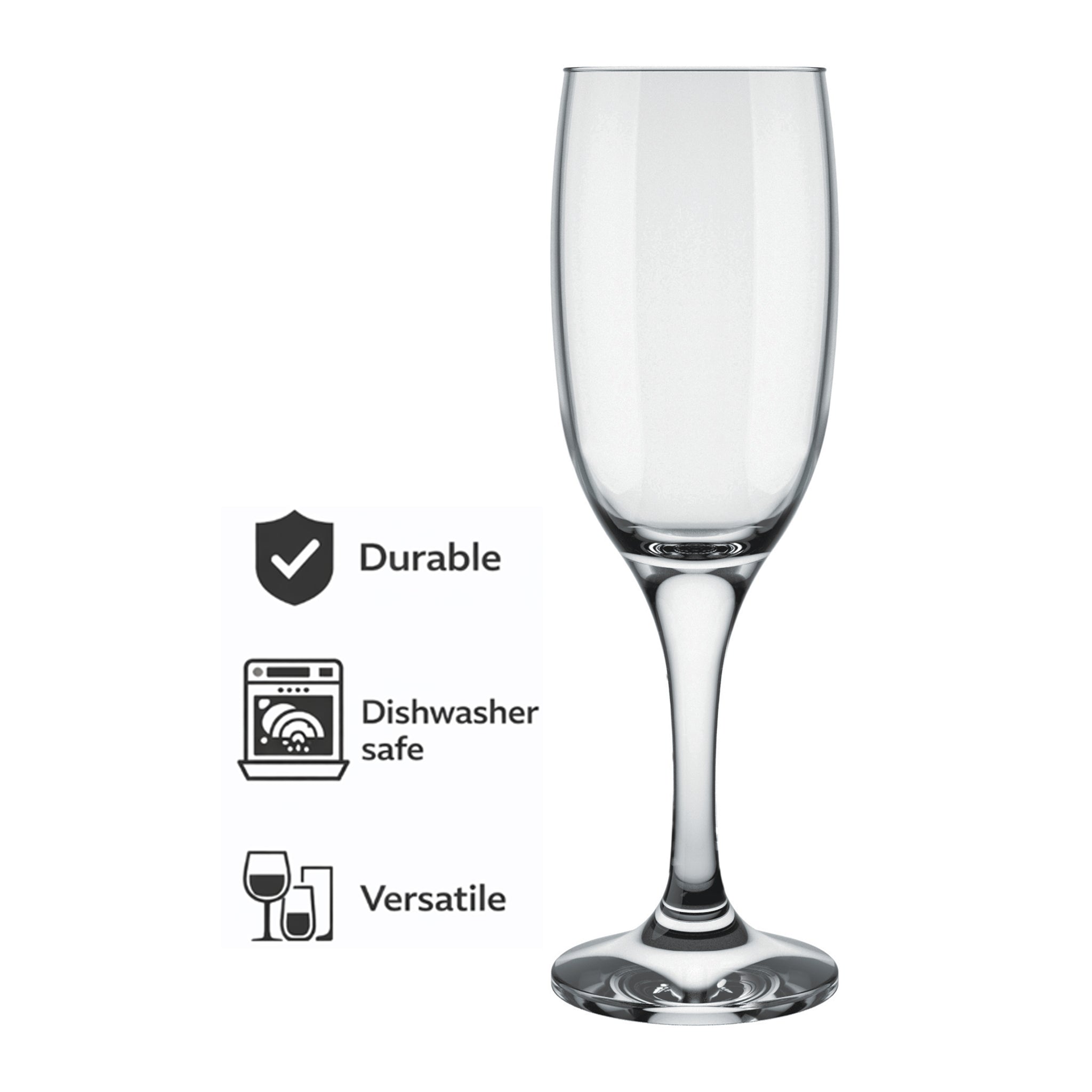 NADIR WINDOR STEMMED CHAMPAGNE FLUTE, 210ML