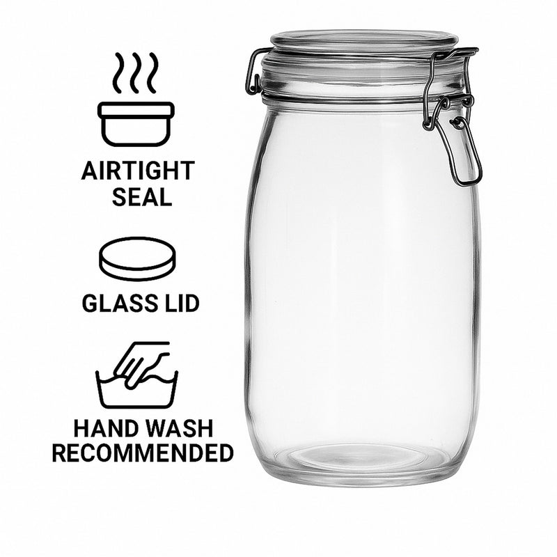 REGENT HERMETIC GLASS CANISTER WITH CLIP SEAL GLASS LID, 1.45L