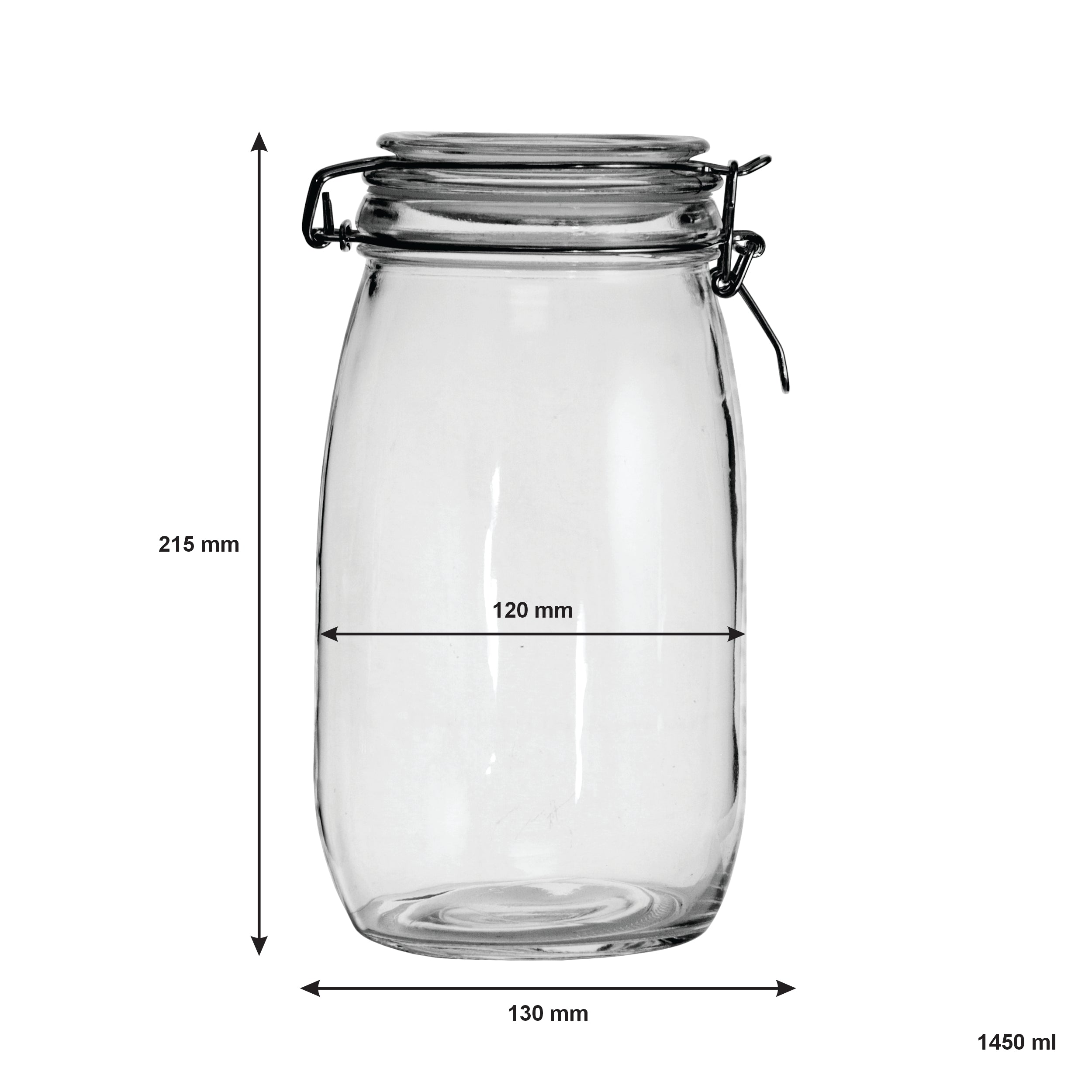 REGENT ROUND HERMETIC GLASS CANISTER WITH CLIP SEAL GLASS LID, 1.45L