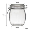 REGENT HERMETIC GLASS CANISTER WITH CLIP SEAL GLASS LID, 750ML (140X100MM DIA)