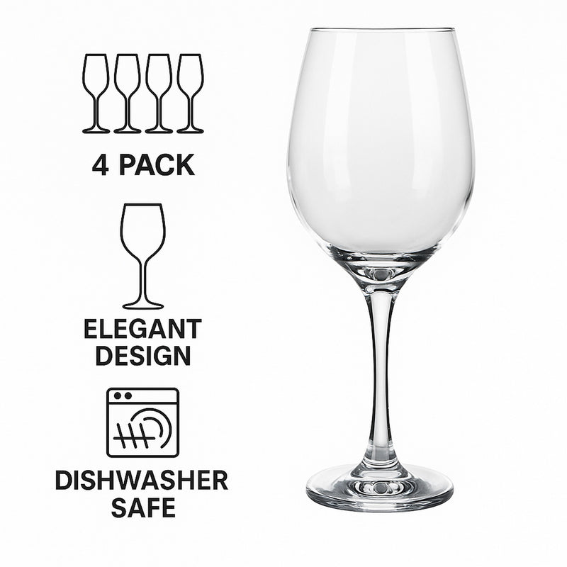 CONSOL LYON STEM RED WINE GLASS 4PK, 490ML