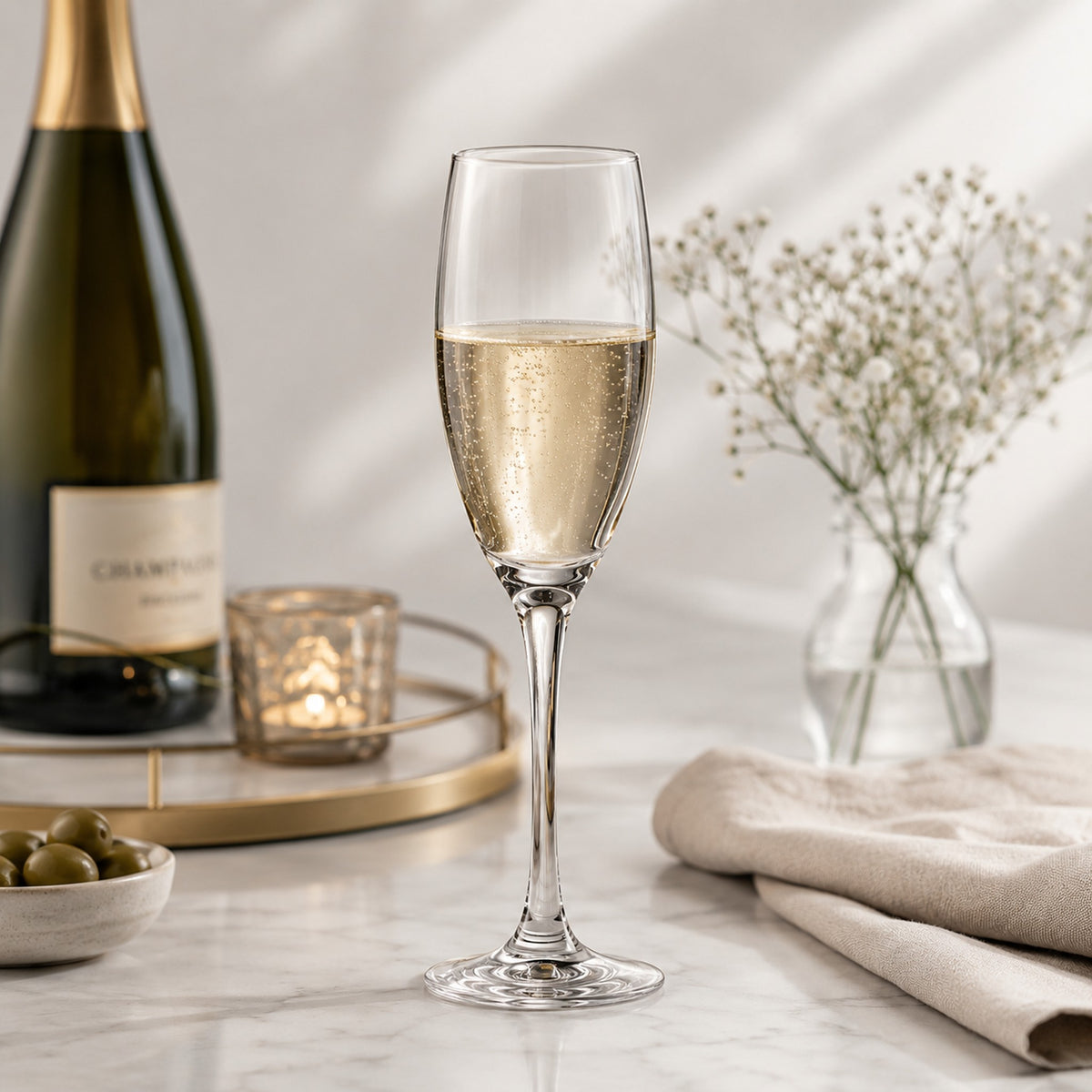 CONSOL LYON STEM CHAMPAGNE FLUTE 4PK, 180ML