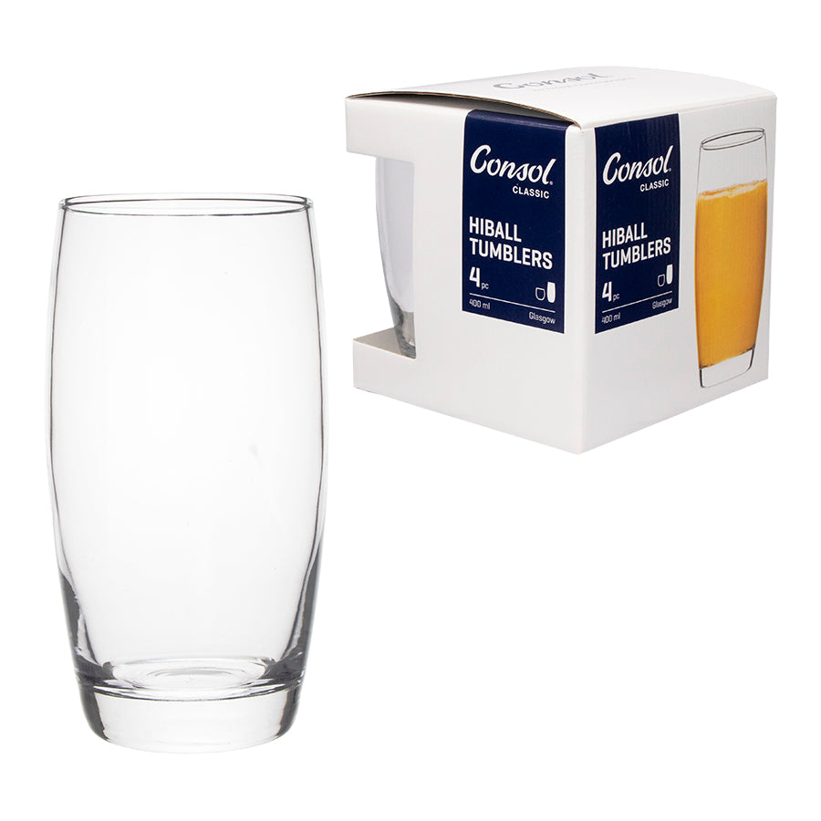 CONSOL GLASGOW HIBALL TUMBLER 4 PACK, (400ML)