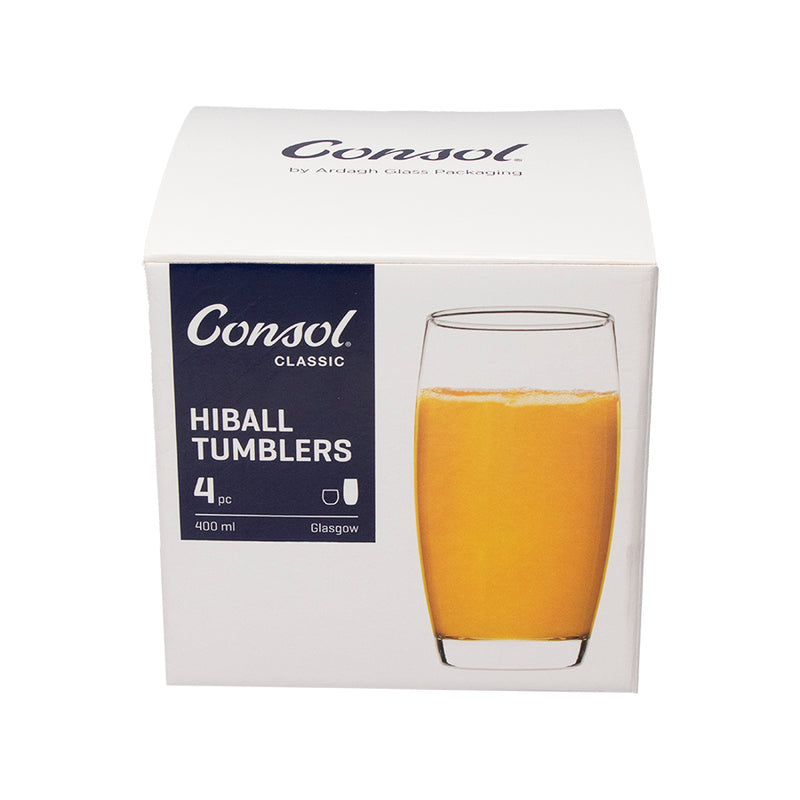 CONSOL GLASGOW HIBALL TUMBLER 4 PACK, (400ML)