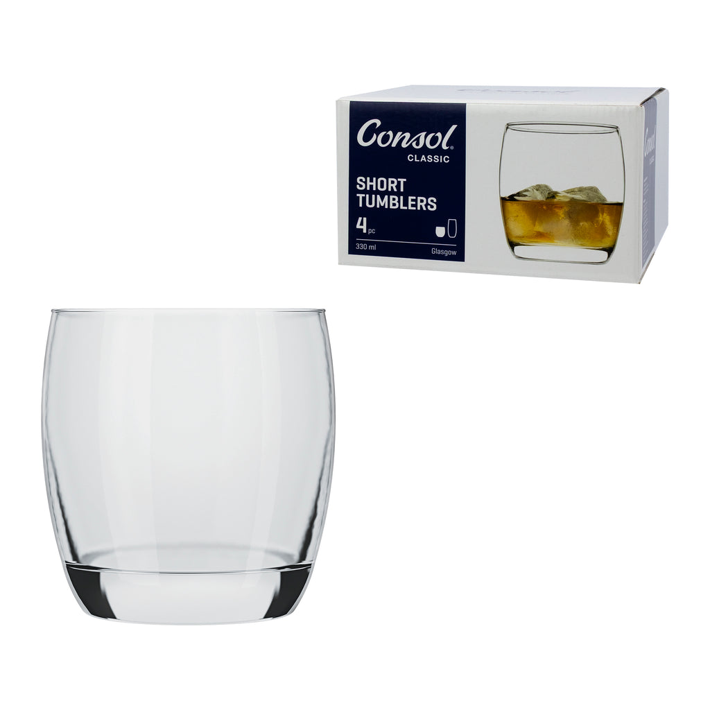 CONSOL GLASGOW WHISKEY TUMBLER 4PK, 330ML