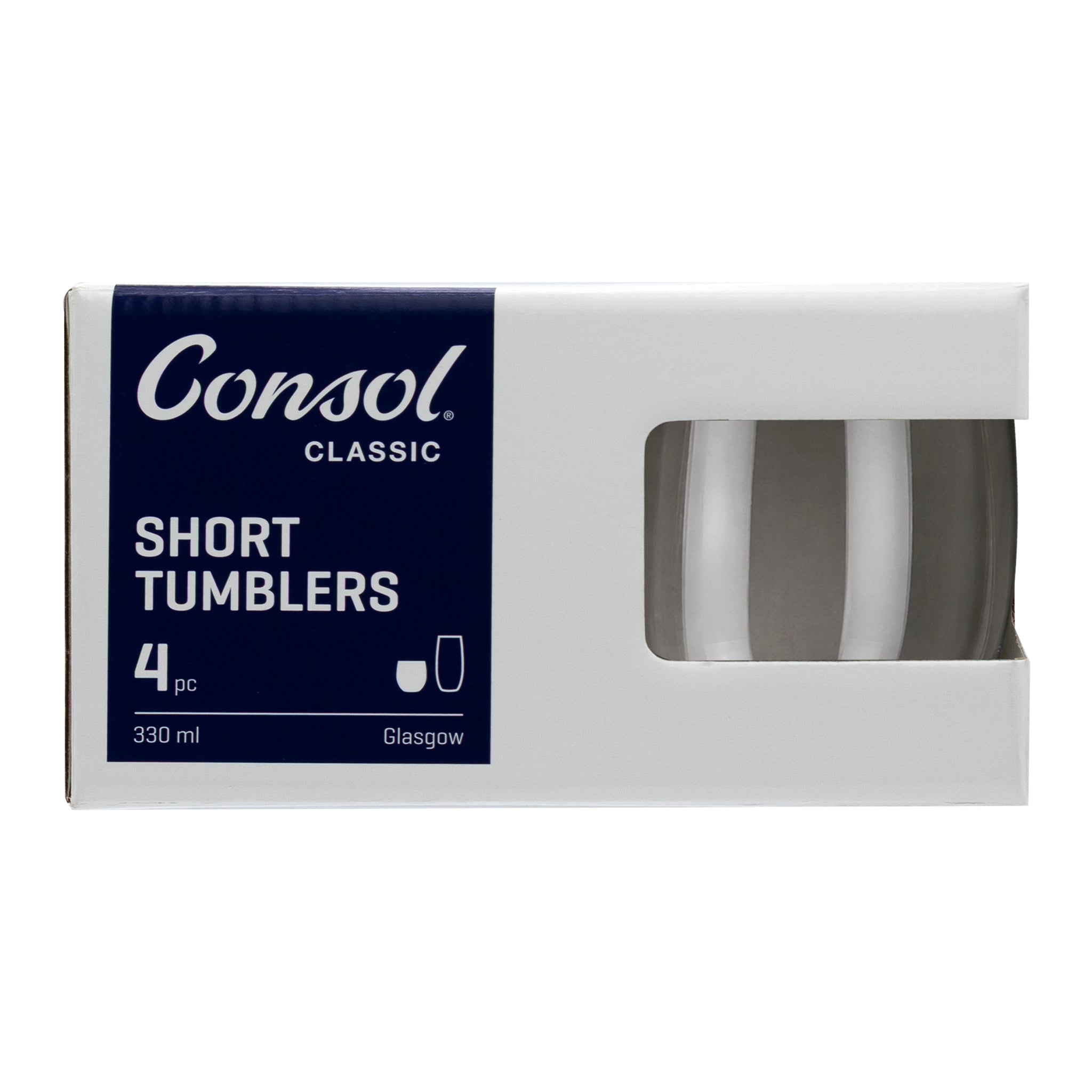 CONSOL GLASGOW WHISKEY TUMBLER 4PK, 330ML