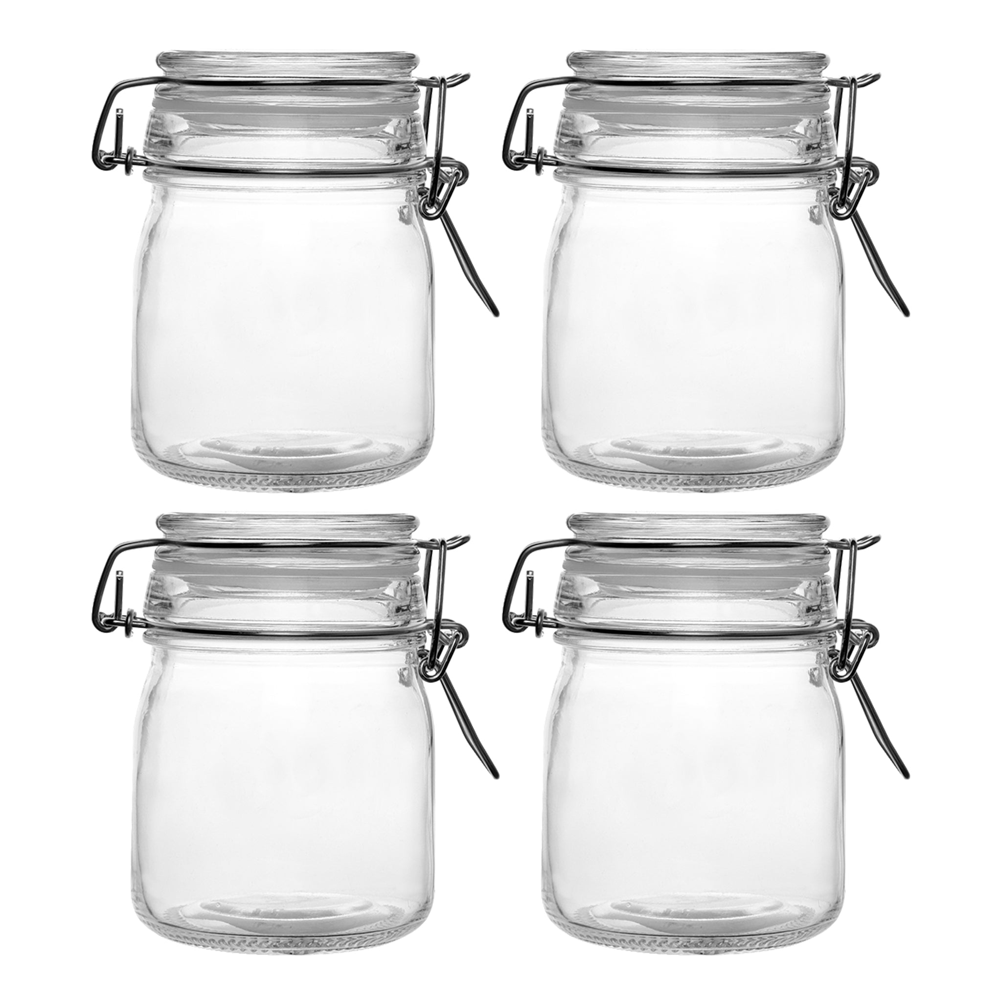REGENT ROUND HERMETIC GLASS CANISTER WITH CLIP SEAL GLASS LID 4 PK, 215ML