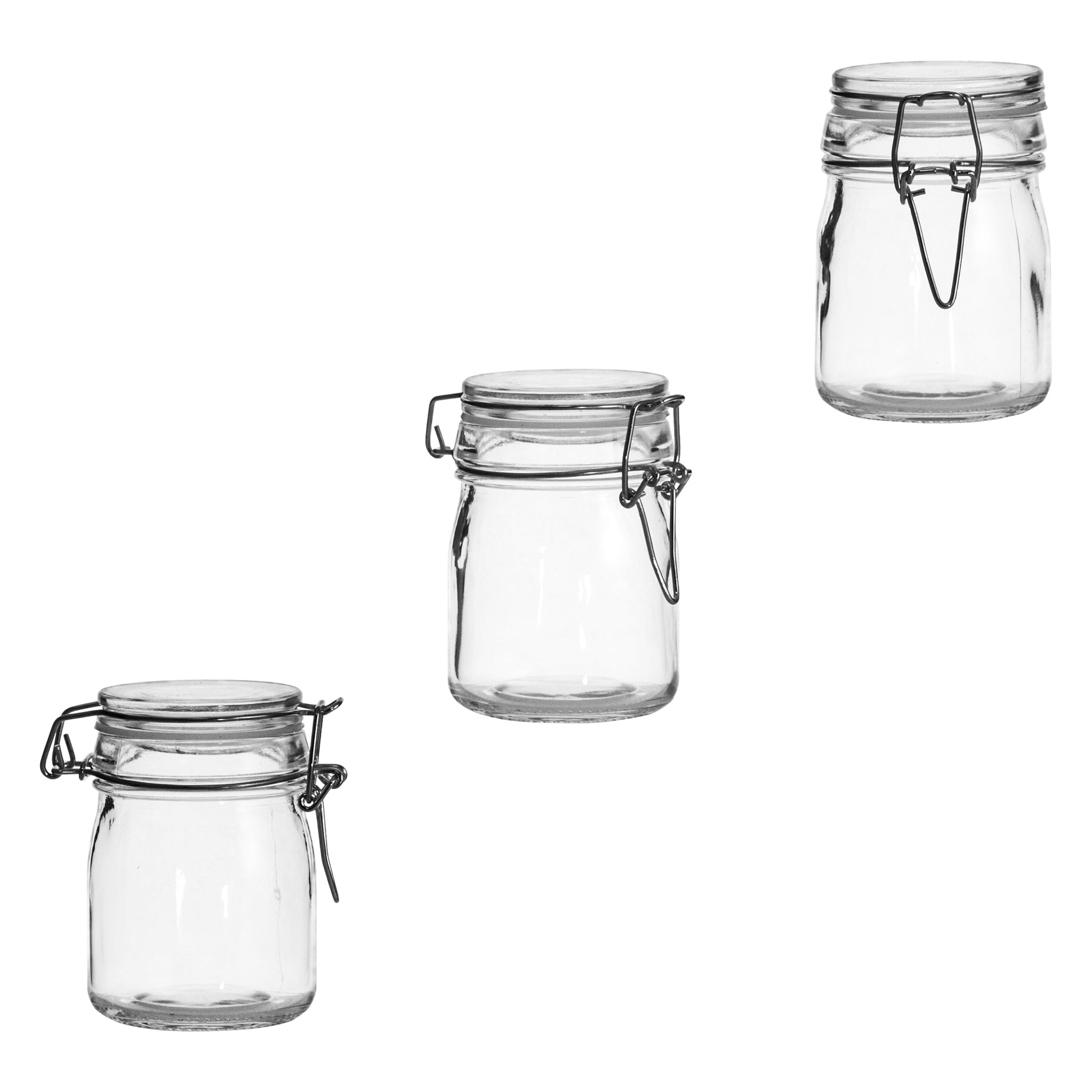 REGENT ROUND HERMETIC GLASS CANISTER WITH CLIP SEAL GLASS LID 4 PK, 215ML
