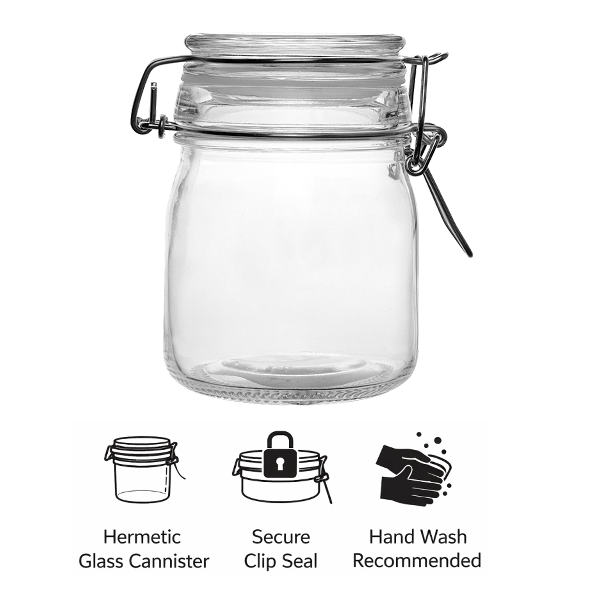 REGENT ROUND HERMETIC GLASS CANISTER WITH CLIP SEAL GLASS LID 4 PK, 215ML