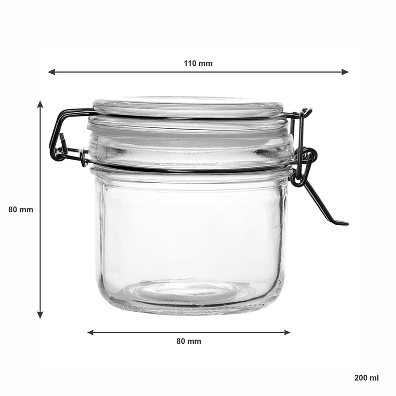 REGENT HERMETIC GLASS CANISTER WITH CLIP SEAL GLASS LID, 200ML