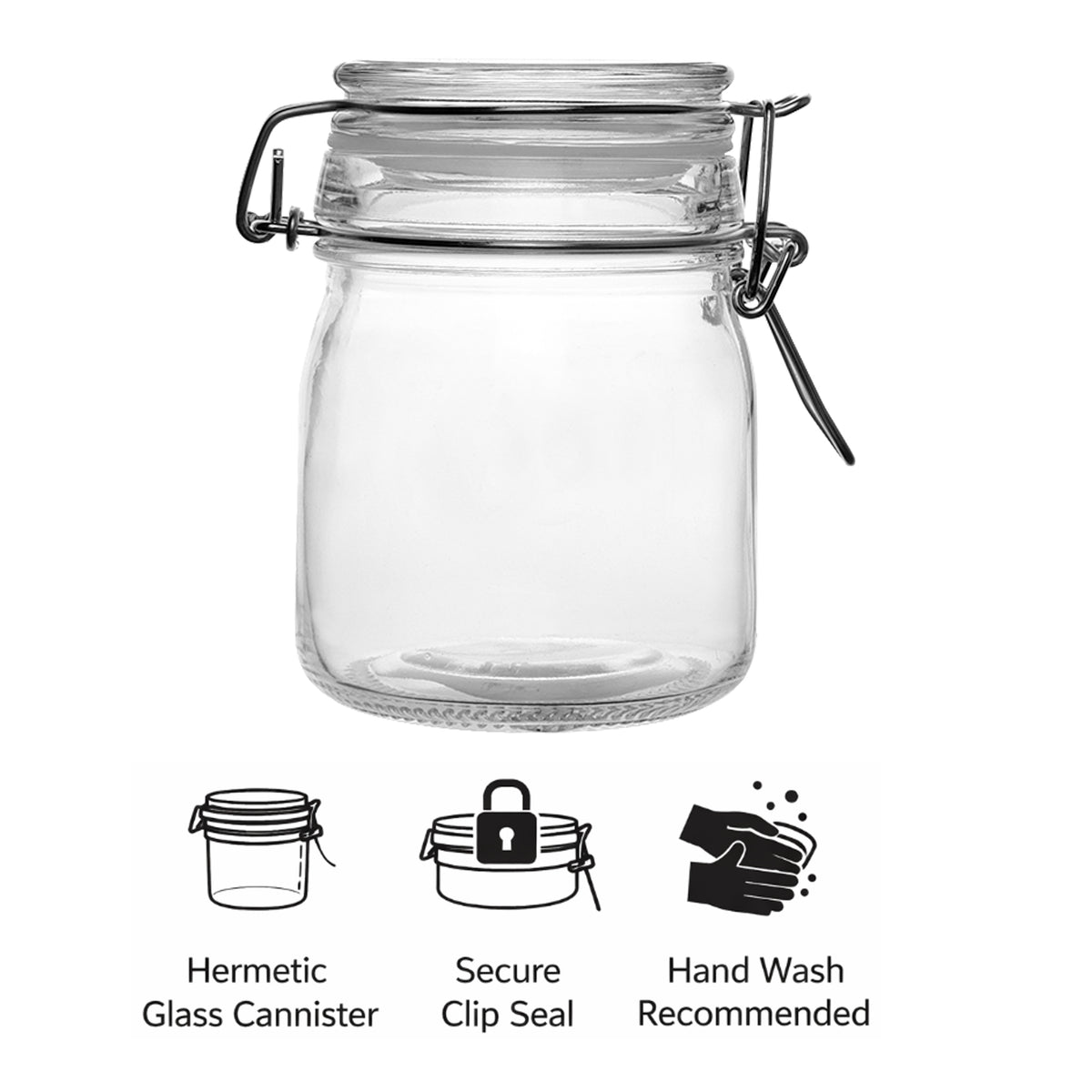 REGENT ROUND HERMETIC GLASS CANISTER WITH CLIP SEAL GLASS LID, 215ML