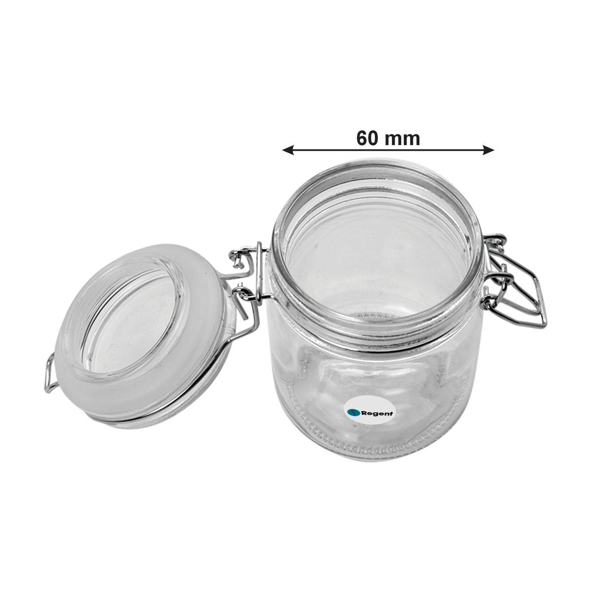 REGENT ROUND HERMETIC GLASS CANISTER WITH CLIP SEAL GLASS LID, 215ML