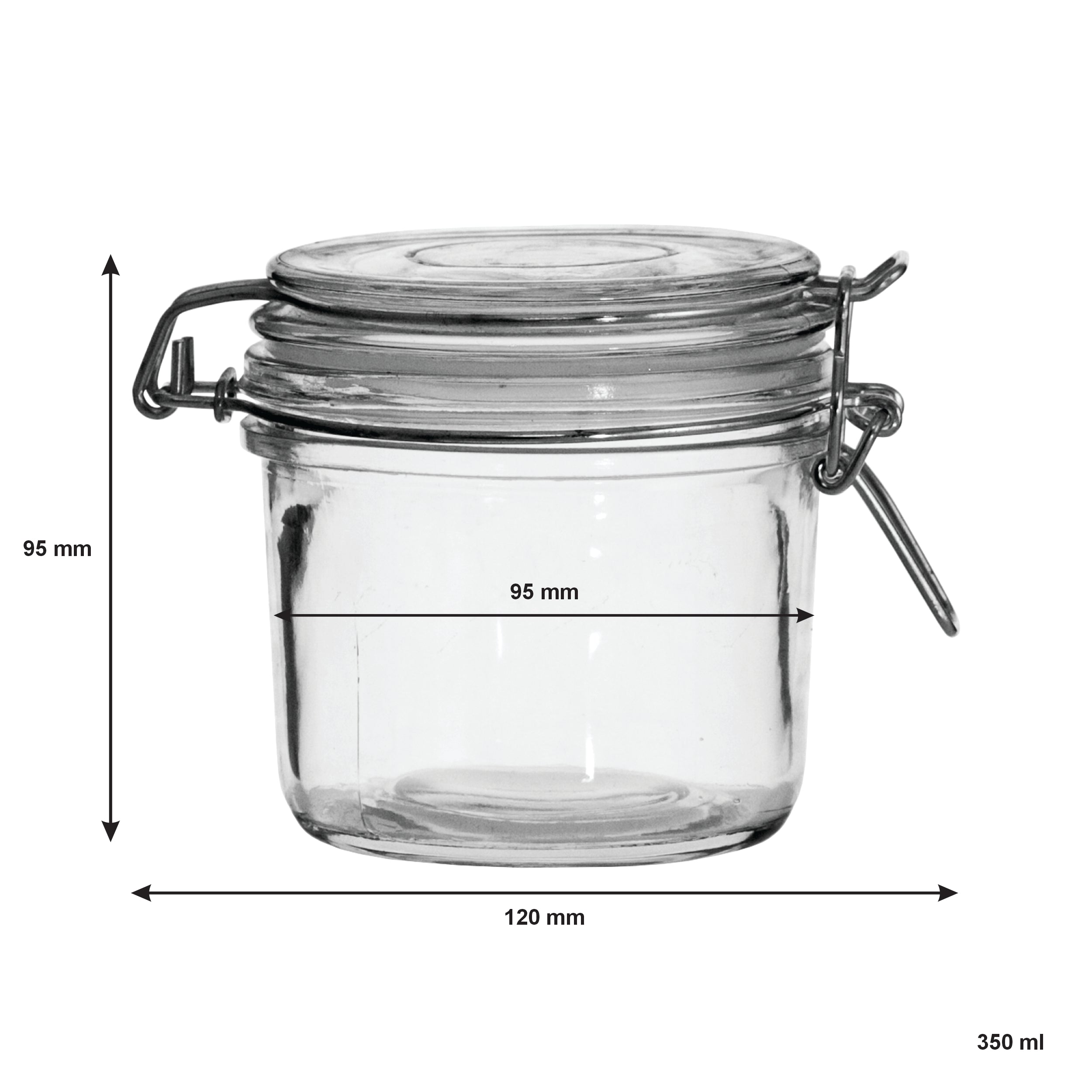 REGENT ROUND HERMETIC GLASS CANISTER WITH CLIP SEAL GLASS LID, 350ML