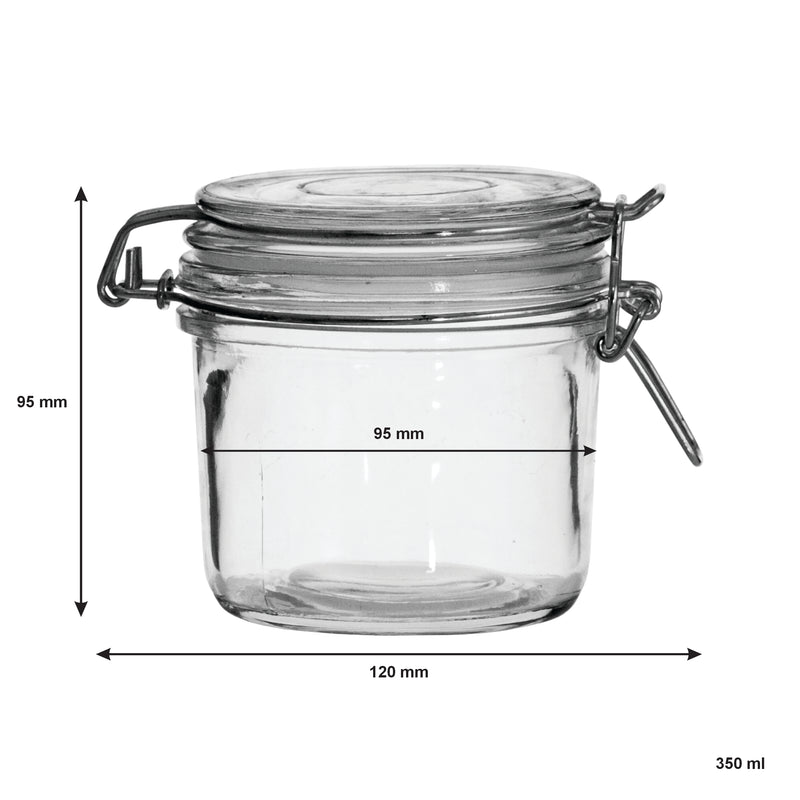 REGENT HERMETIC GLASS CANISTER WITH CLIP SEAL GLASS LID, 350ML (95X95MM DIA)