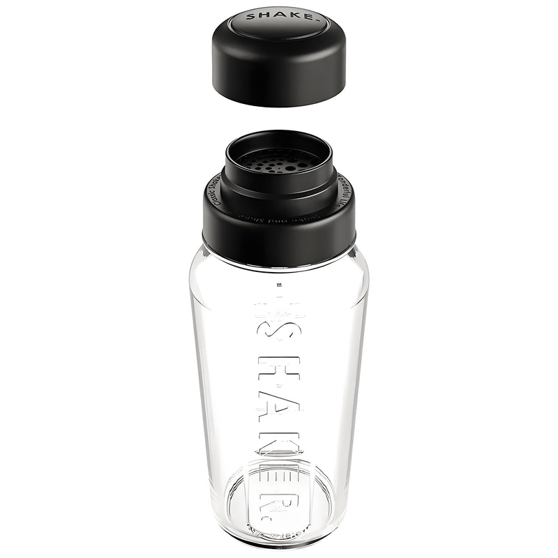 REGENT GLASS SALAD DRESSING/COCKTAIL SHAKER BOTTLE WITH BLACK PLASTIC LID, 550ML