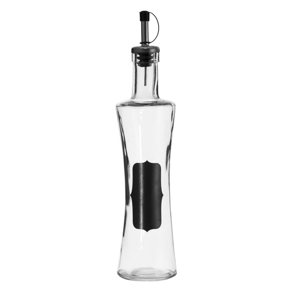 REGENT GLASS OIL OR VINEGAR BOTTLE WITH NOTES & POURER, 400ML (67MM DIAX295MM)