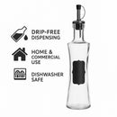 REGENT GLASS OIL OR VINEGAR BOTTLE WITH NOTES & POURER, 400ML