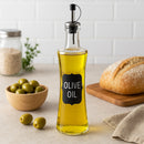 REGENT GLASS OIL OR VINEGAR BOTTLE WITH NOTES & POURER, 400ML