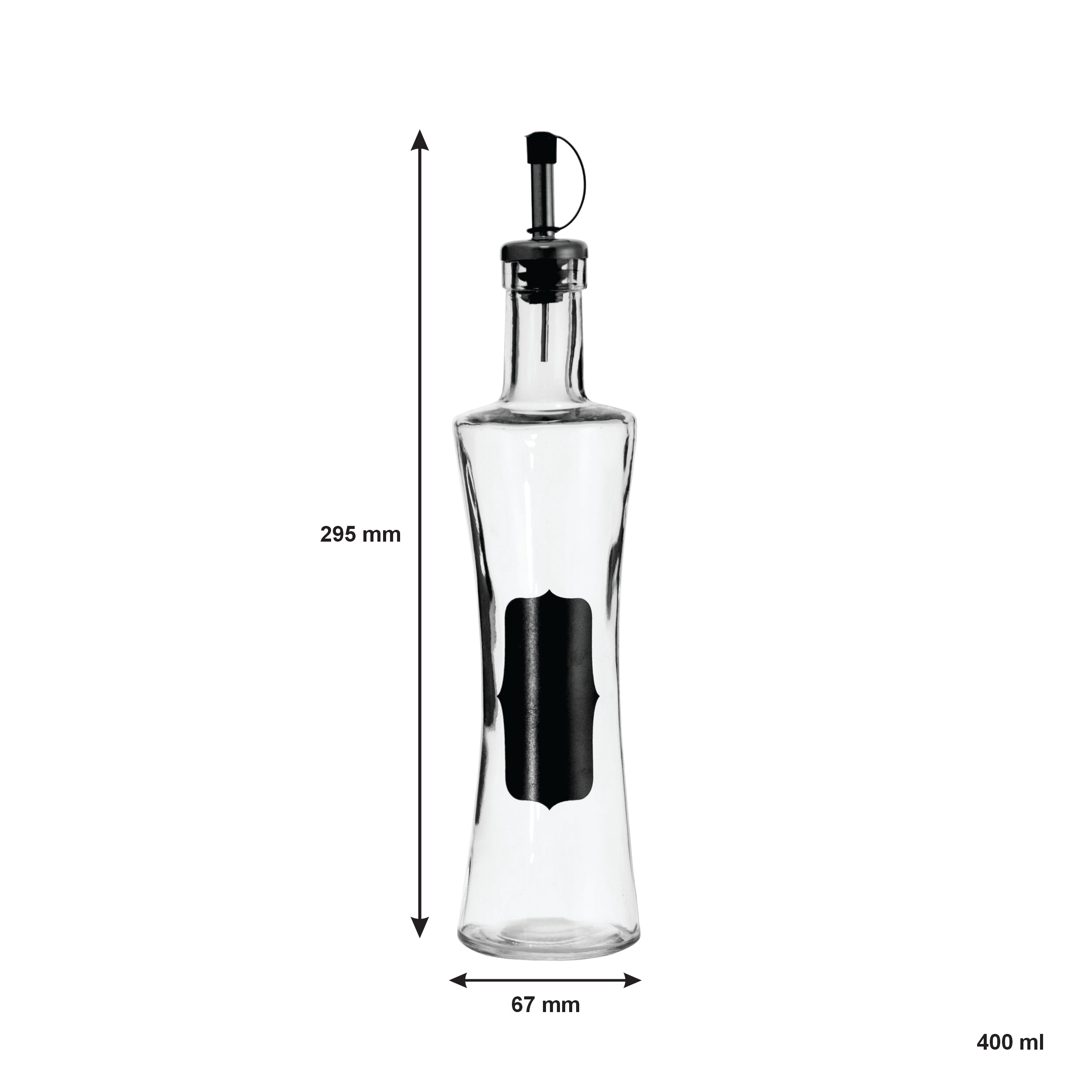 REGENT GLASS OIL OR VINEGAR BOTTLE WITH NOTES & POURER, 400ML