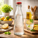 REGENT GLASS EMBOSSED DESIGN BOTTLE WITH RED CLIP TOP LID, 1L