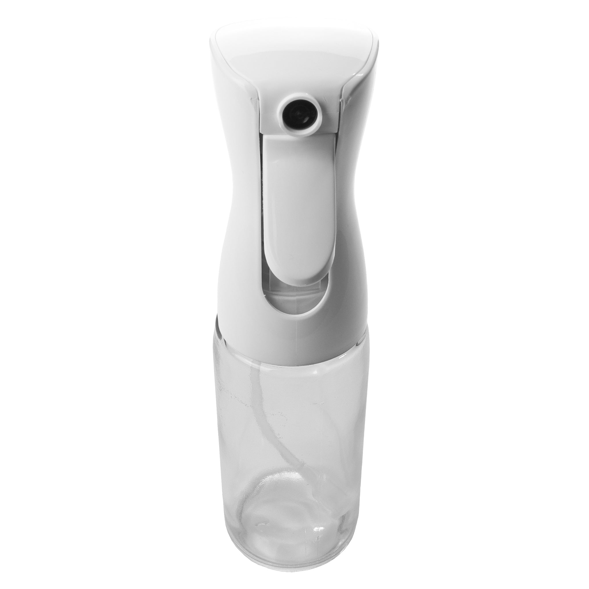 REGENT GLASS OIL SPRAY BOTTLE WITH WHITE PLASTIC SPRAY HEAD, 230ML