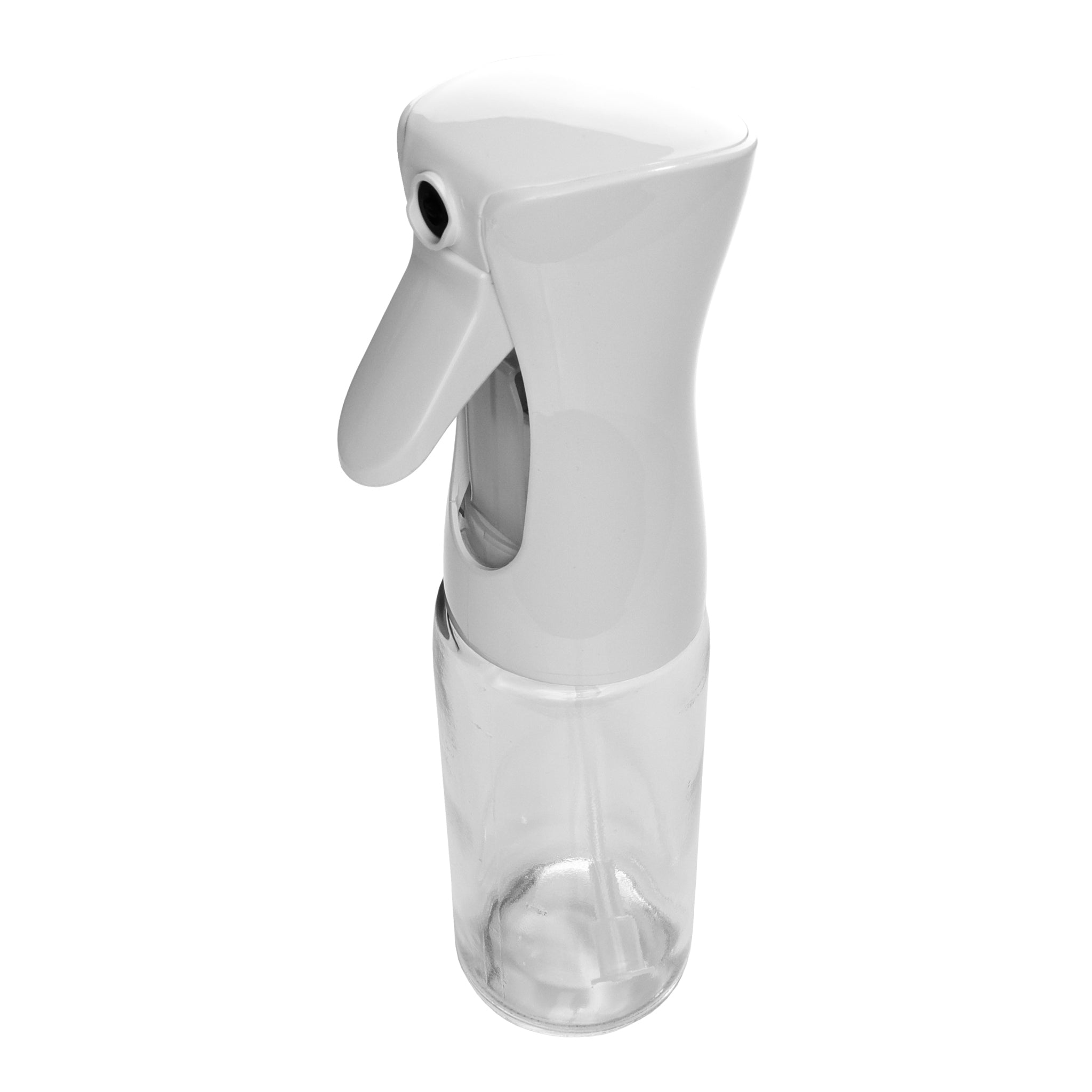 REGENT GLASS OIL SPRAY BOTTLE WITH WHITE PLASTIC SPRAY HEAD, 230ML