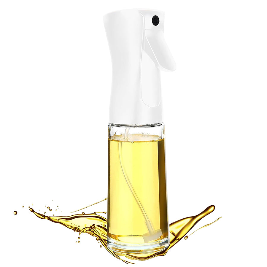 REGENT GLASS OIL SPRAY BOTTLE WITH WHITE PLASTIC SPRAY HEAD, 230ML