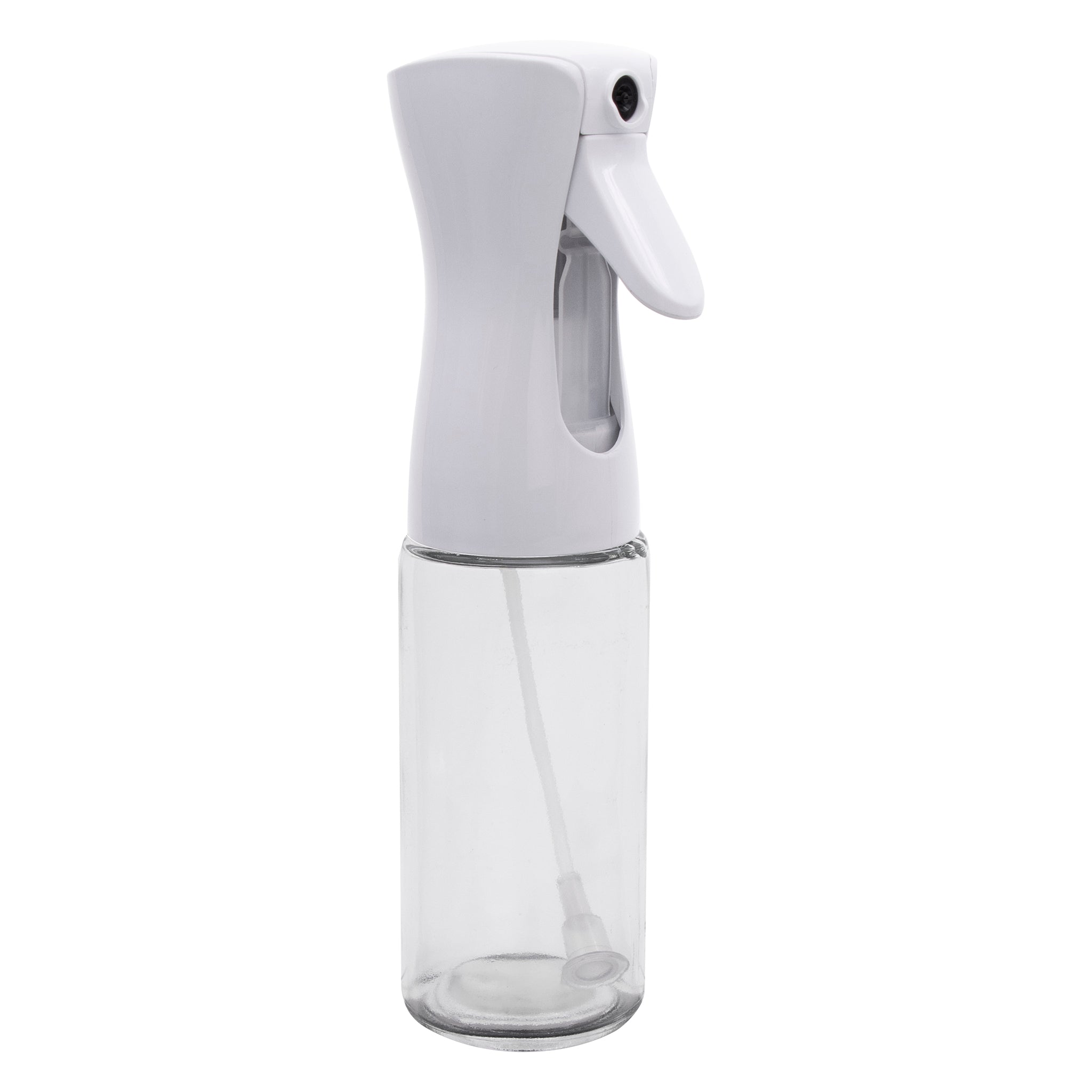 REGENT GLASS OIL SPRAY BOTTLE WITH WHITE PLASTIC SPRAY HEAD, 230ML