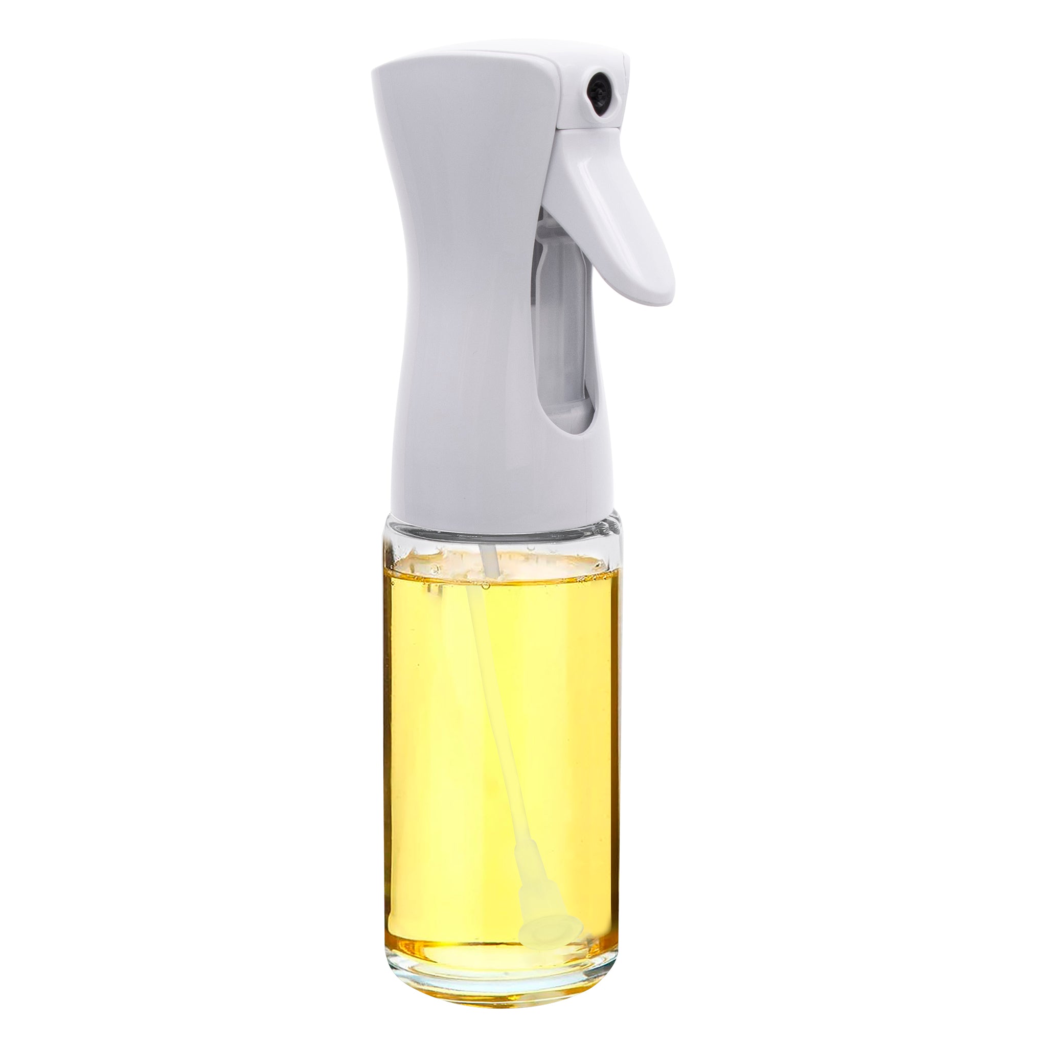 REGENT GLASS OIL SPRAY BOTTLE WITH WHITE PLASTIC SPRAY HEAD, 230ML