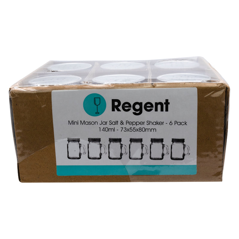 REGENT MINI MASON JAR S&P SHAKER 6 PACK, 140ML (80X73X55MM)