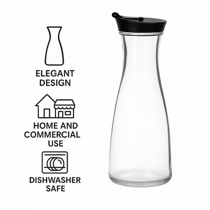 REGENT GLASS CARAFE WITH BLACK LID, 850ML