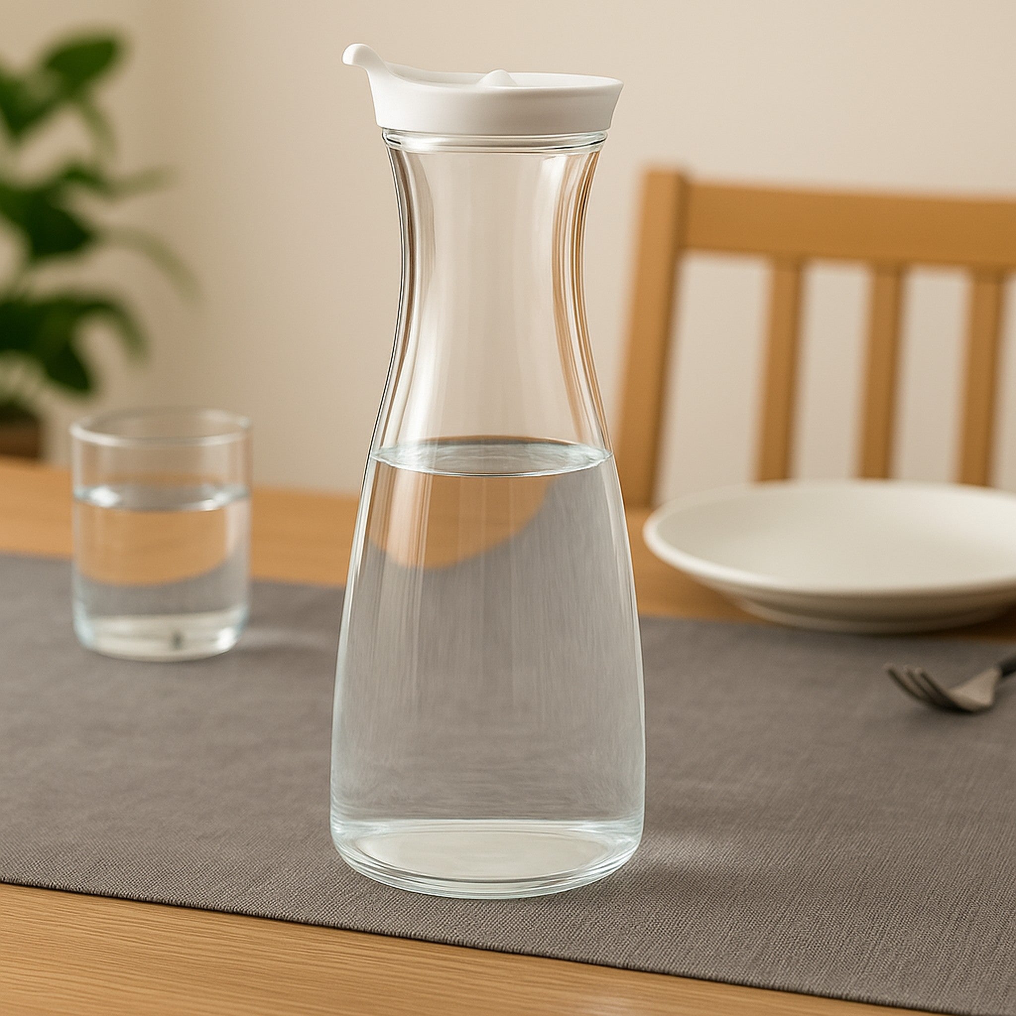REGENT GLASS CARAFE WITH WHITE LID, 880ML