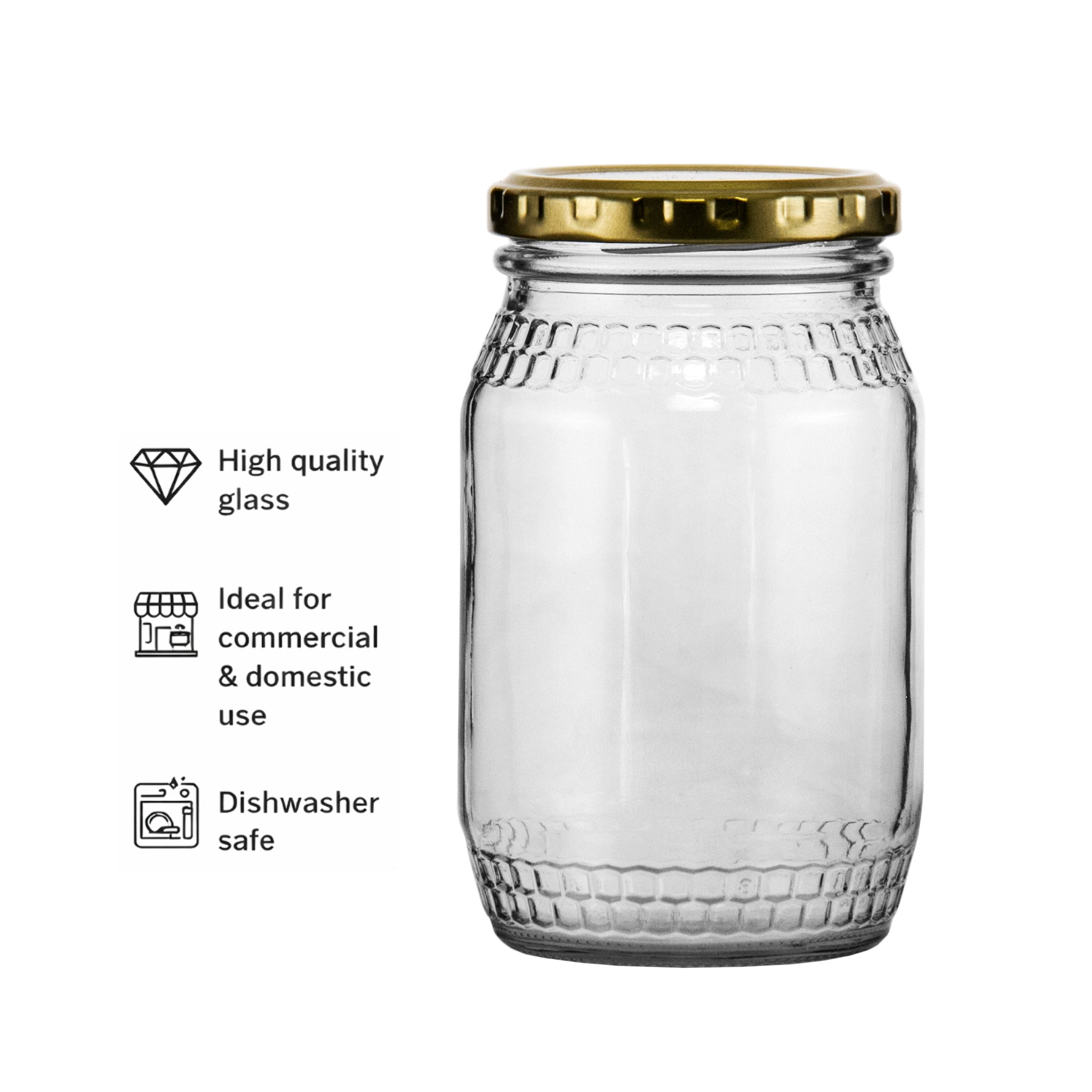 CONSOL HONEY JARS WITH GOLD LIDS 6PK, 352ML
