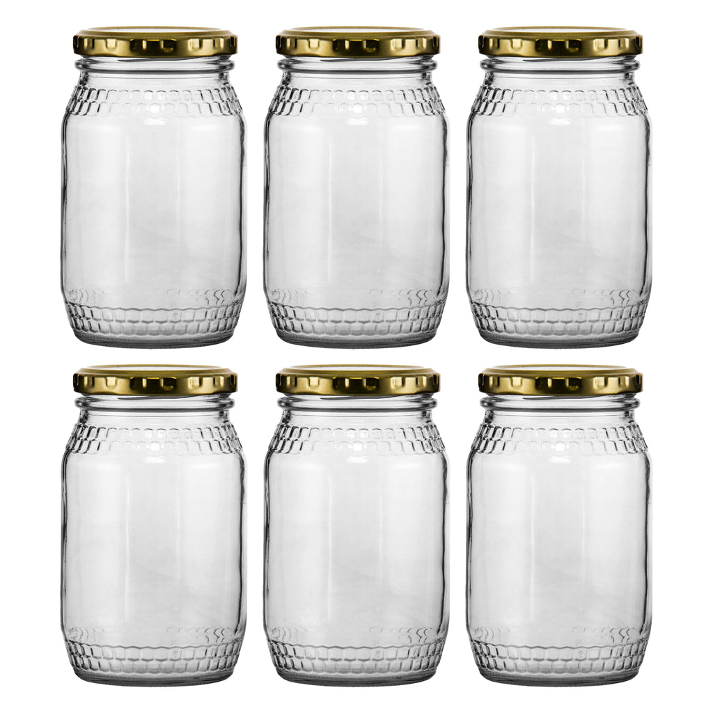 CONSOL HONEY JARS WITH GOLD LIDS 6PK, 352ML
