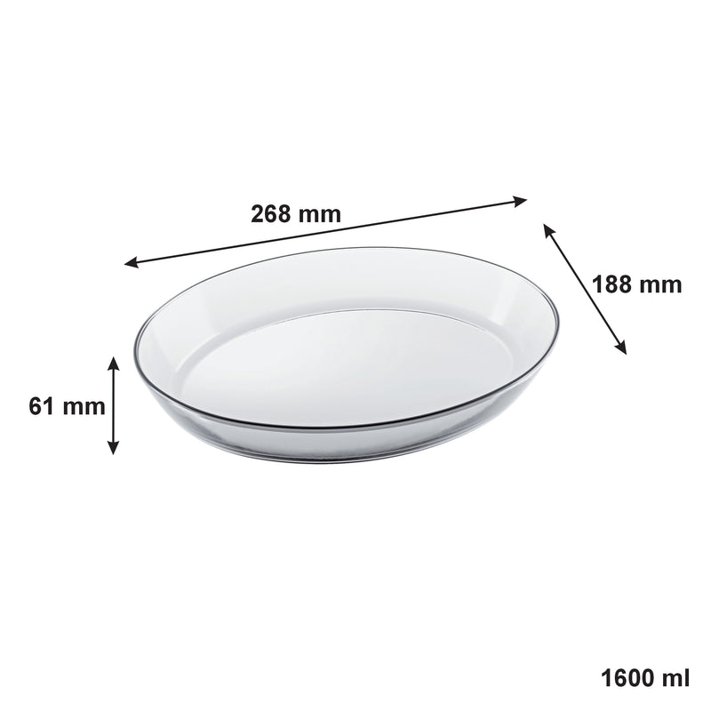 MARINEX OVAL ROASTER WITH COLOURED PLASTIC LID, 1.6LT (268X188X61MM)