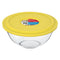 MARINEX GLASS MIXING BOWL WITH COLOURED PLASTIC LID, 1.5LT (94X210MM DIA)