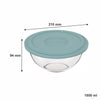 MARINEX GLASS MIXING BOWLS WITH COLOURED PLASTIC LIDS, 1.5L