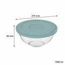 MARINEX GLASS MIXING BOWL WITH COLOURED PLASTIC LID, 1.5L
