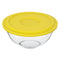 MARINEX GLASS MIXING BOWL WITH COLOURED PLASTIC LID, 1.5LT (94X210MM DIA)
