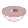MARINEX GLASS MIXING BOWLS WITH COLOURED PLASTIC LIDS, 1.5L