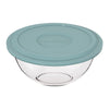 MARINEX GLASS MIXING BOWLS WITH COLOURED PLASTIC LIDS, 1.5L