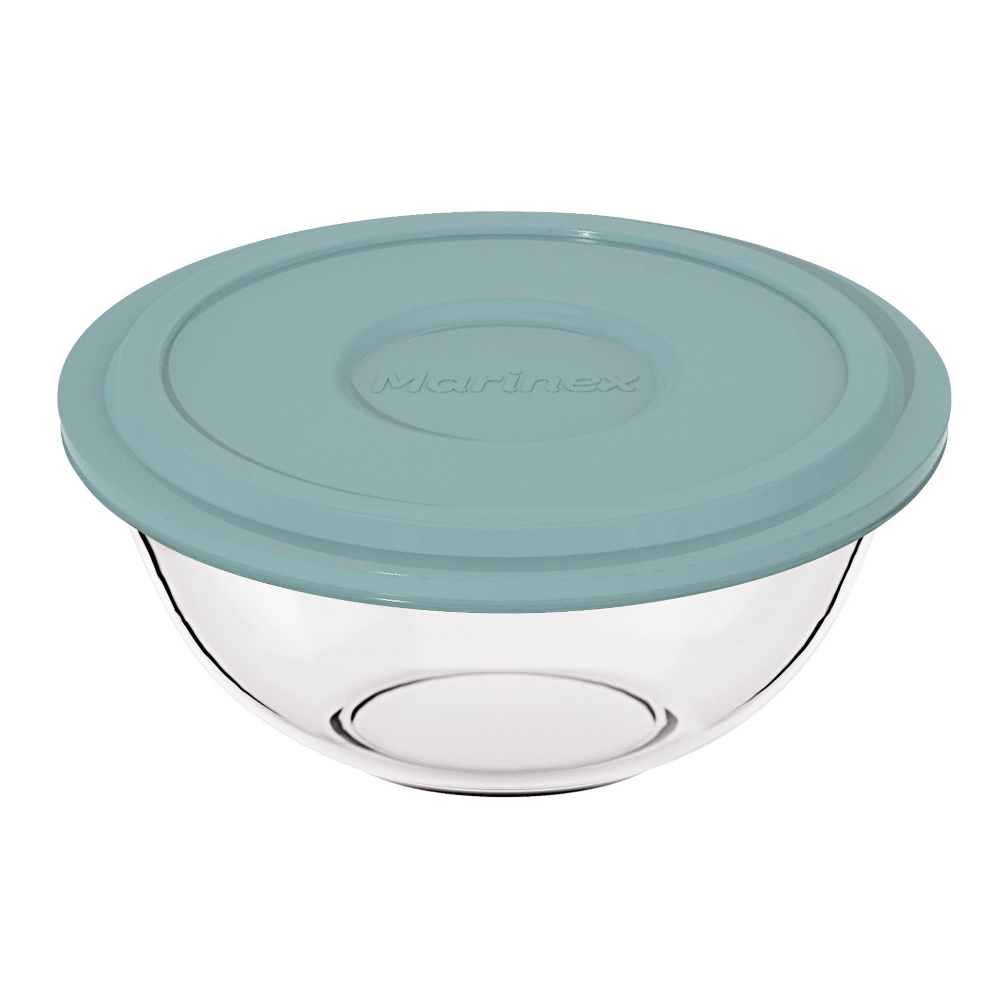 MARINEX GLASS MIXING BOWLS WITH COLOURED PLASTIC LIDS, 1.5L