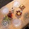 MARINEX GLASS MIXING BOWLS WITH COLOURED PLASTIC LIDS, 1.5L