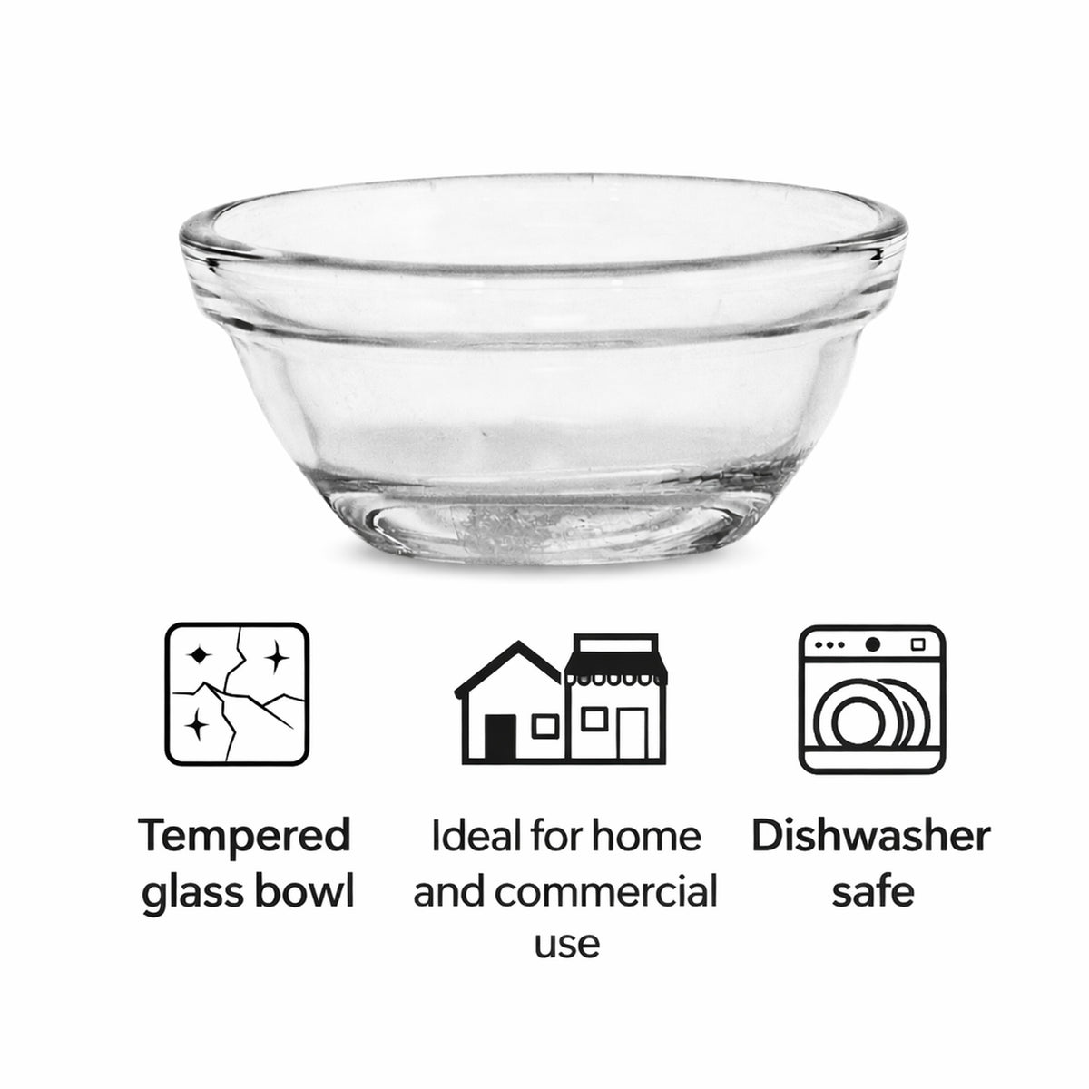 REGENT TEMPERED GLASS BOWL STACKABLE, 40ML