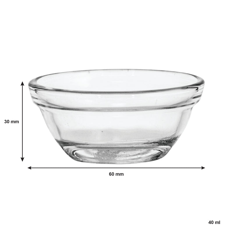 REGENT TEMPERED GLASS BOWL STACKABLE, 40ML (30X60MM DIA)
