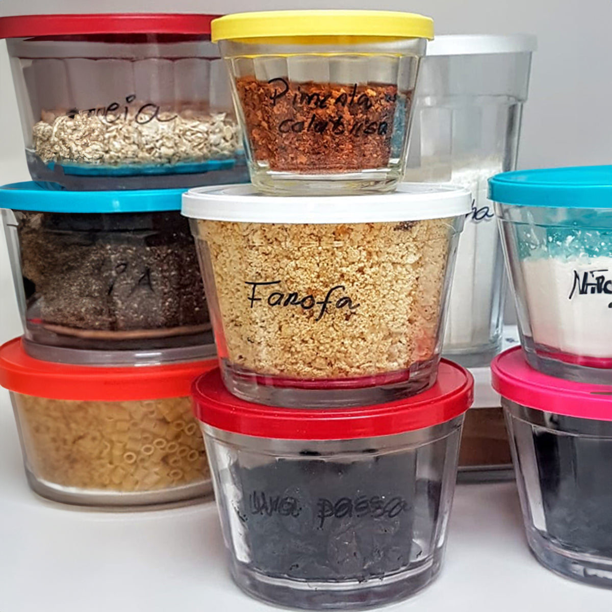 NADIR AMERICANO SMALL BOWL WITH 3 COLOURED PLASTIC LIDS, 150ML